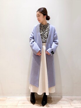 「YECCA VECCA（イェッカヴェッカ）のアイテム（ノーカラーコート）」を使った、sakiyoさん（レディース・161cm）の冬コーディネート