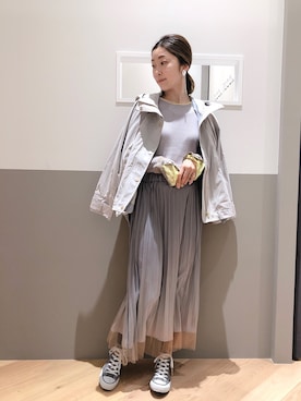 「CONVERSE（コンバース）のALL STAR HI 32066761（スニーカー）」を使った、sakiyoさん（レディース・161cm）の春コーディネート