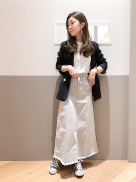 「紺ブレ」｜「アイテム（ブルゾン）」を使った、sakiyoさん（レディース・161cm）の春コーディネート