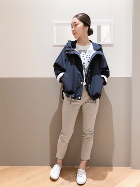 「グラフィックＴ」｜「アイテム（ブルゾン）」を使った、sakiyoさん（レディース・161cm）の春コーディネート