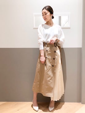 「トレンチスカート」｜「アイテム（アクセサリー）」を使った、sakiyoさん（レディース・161cm）の春コーディネート