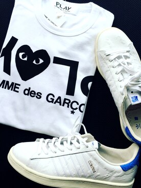 「COMME des GARCONS（コムデギャルソン）のアイテム（Tシャツ/カットソー、ホワイト系）」を使った、nknmsyさん（メンズ・178cm）の冬コーディネート