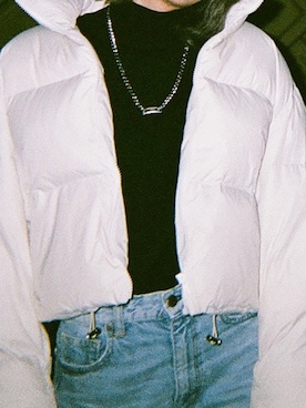 「moussy」｜「アイテム（ダウンジャケット/コート）」を使った、Mさん（レディース・159cm）の冬コーディネート
