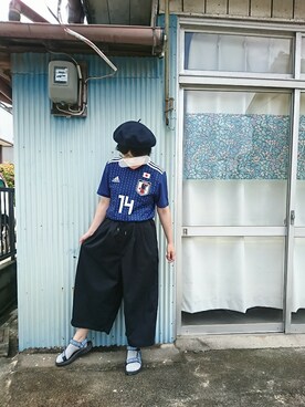 ochoさんの「アディダス サッカー日本代表 ホームレプリカユニフォーム半袖」を使ったコーディネート