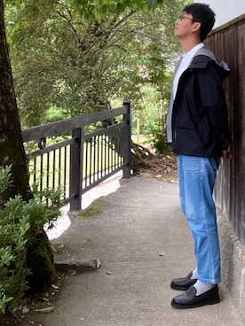 「ザノースフェイス」｜「アイテム（マウンテンパーカー）」を使った、おくださんさん（メンズ・174cm）の夏コーディネート