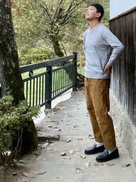 「シンフルコーデ」｜「アイテム（ローファー）」を使った、おくださんさん（メンズ・174cm）の秋コーディネート