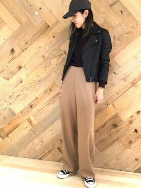 「JOURNAL STANDARD relume（ジャーナルスタンダード　レリューム）のアイテム（ライダースジャケット）」を使った、JOURNAL STANDARD relume　ルクア イーレ店さん（レディース・165cm）の夏コーディネート
