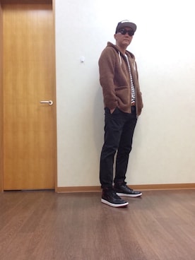「FTC（エフティーシー）のアイテム（キャップ）」を使った、シュウさん（メンズ・173cm）の冬コーディネート
