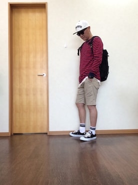 「BASECONTROL（ベースコントロール）のアイテム（チノパンツ）」を使った、シュウさん（メンズ・173cm）の春コーディネート
