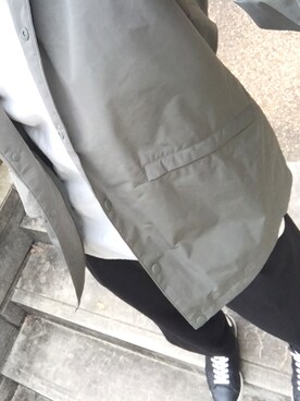 「UNIQLO（ユニクロ）のMEN オックスフォードスタンドカラーシャツ（長袖）（シャツ/ブラウス、ホワイト系）」を使った、こうさん（メンズ・178cm）の春コーディネート