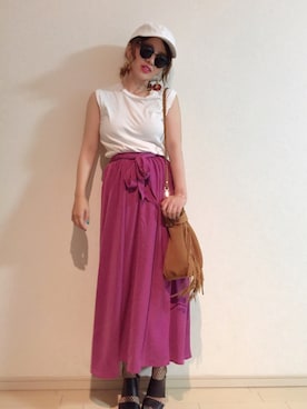 「アイテム（ピアス（両耳用））」を使った、はまち(¨)♡さん（レディース・153cm・30代）の夏コーディネート