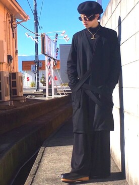 「丸サングラス」｜「アイテム（その他アウター）」を使った、KAIさん（メンズ・170cm）の冬コーディネート