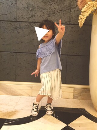 Ayumi♡cola is wearing petit main "シャーリングレースオフショルダー＆タンクトップ"