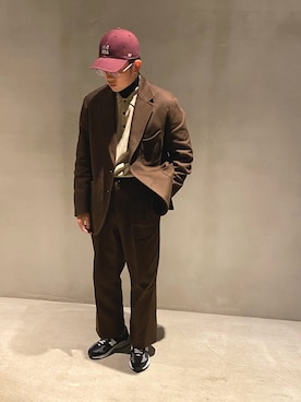 「NEAT（ニート）のアイテム（キャップ）」を使った、にんじんさん（メンズ・176cm）の冬コーディネート