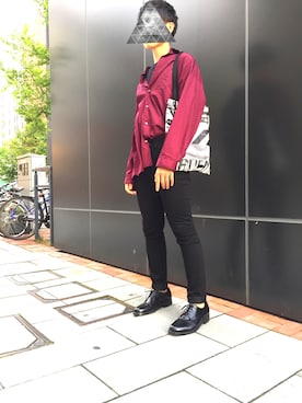 「JUNRED（ジュンレッド）のアイテム（トートバッグ）」を使った、燃えるごみさん（メンズ・173cm）の秋コーディネート