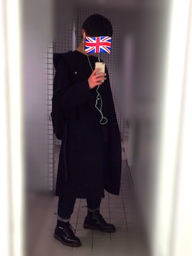 「フードコート」｜「アイテム（チェスターコート）」を使った、燃えるごみさん（メンズ・173cm）の冬コーディネート