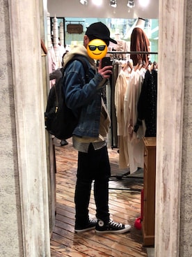「CASPER JOHN AIVER（キャスパージョンアイバー）のアイテム（帽子）」を使った、燃えるごみさん（メンズ・173cm）の春コーディネート