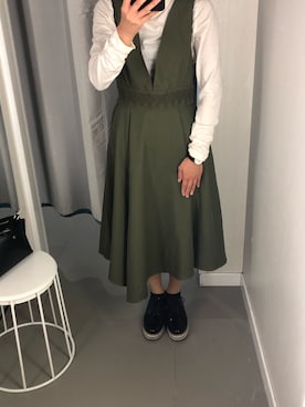 「axes femme（アクシーズファム）のアイテム（ジャンパースカート）」を使った、ふにゃもらけさん（レディース・150cm）の秋コーディネート