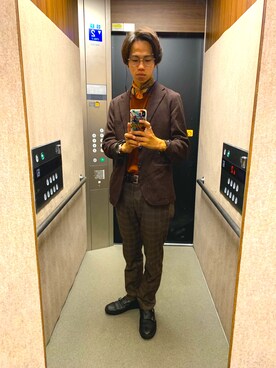 「EDIFICE（エディフィス）のアイテム（スニーカー）」を使った、遊雅さん（メンズ・176cm）の秋コーディネート