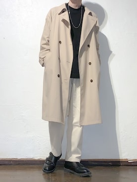 「GUコーデ」｜「アイテム（トレンチコート）」を使った、こーきさん（メンズ・172cm）の秋コーディネート