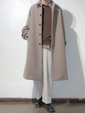 「GUコーデ」｜「アイテム（ステンカラーコート）」を使った、こーきさん（メンズ・172cm）の冬コーディネート
