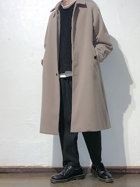 「GUコーデ」｜「アイテム（ステンカラーコート）」を使った、こーきさん（メンズ・172cm）の冬コーディネート