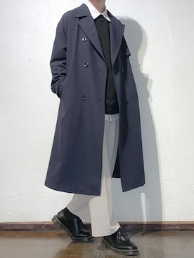 「GUコーデ」｜「アイテム（トレンチコート）」を使った、こーきさん（メンズ・172cm）の冬コーディネート