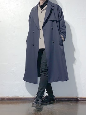 「GUコーデ」｜「アイテム（トレンチコート）」を使った、こーきさん（メンズ・172cm）の春コーディネート