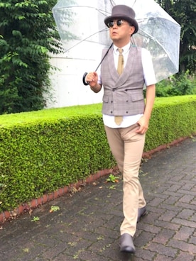 「丸サングラス」｜「アイテム（その他）」を使った、でゑさん（メンズ・175cm）の夏コーディネート