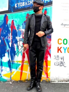 「レザーコーデ」｜「アイテム（その他）」を使った、でゑさん（メンズ・175cm）の冬コーディネート