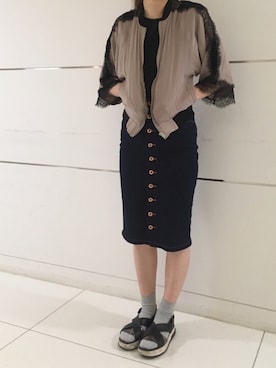 「ポニーテール」｜「アイテム（ブルゾン）」を使った、PALUさん（レディース・157cm）の夏コーディネート