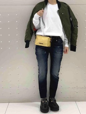 「DIESEL（ディーゼル）のアイテム（その他アウター）」を使った、PALUさん（レディース・157cm）の秋コーディネート