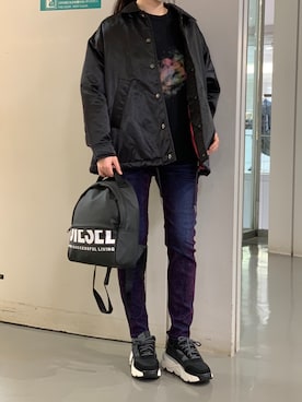 「DIESEL（ディーゼル）のアイテム（ナイロンジャケット）」を使った、PALUさん（レディース・157cm）の秋コーディネート