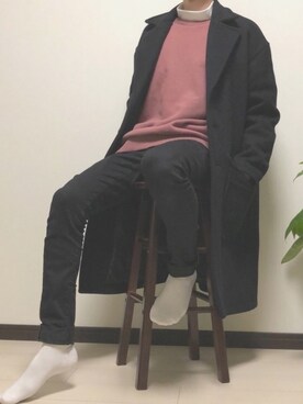 「SENSE OF PLACE by URBAN RESEAR」｜「アイテム（チェスターコート）」を使った、basaさん（メンズ・171cm）の冬コーディネート