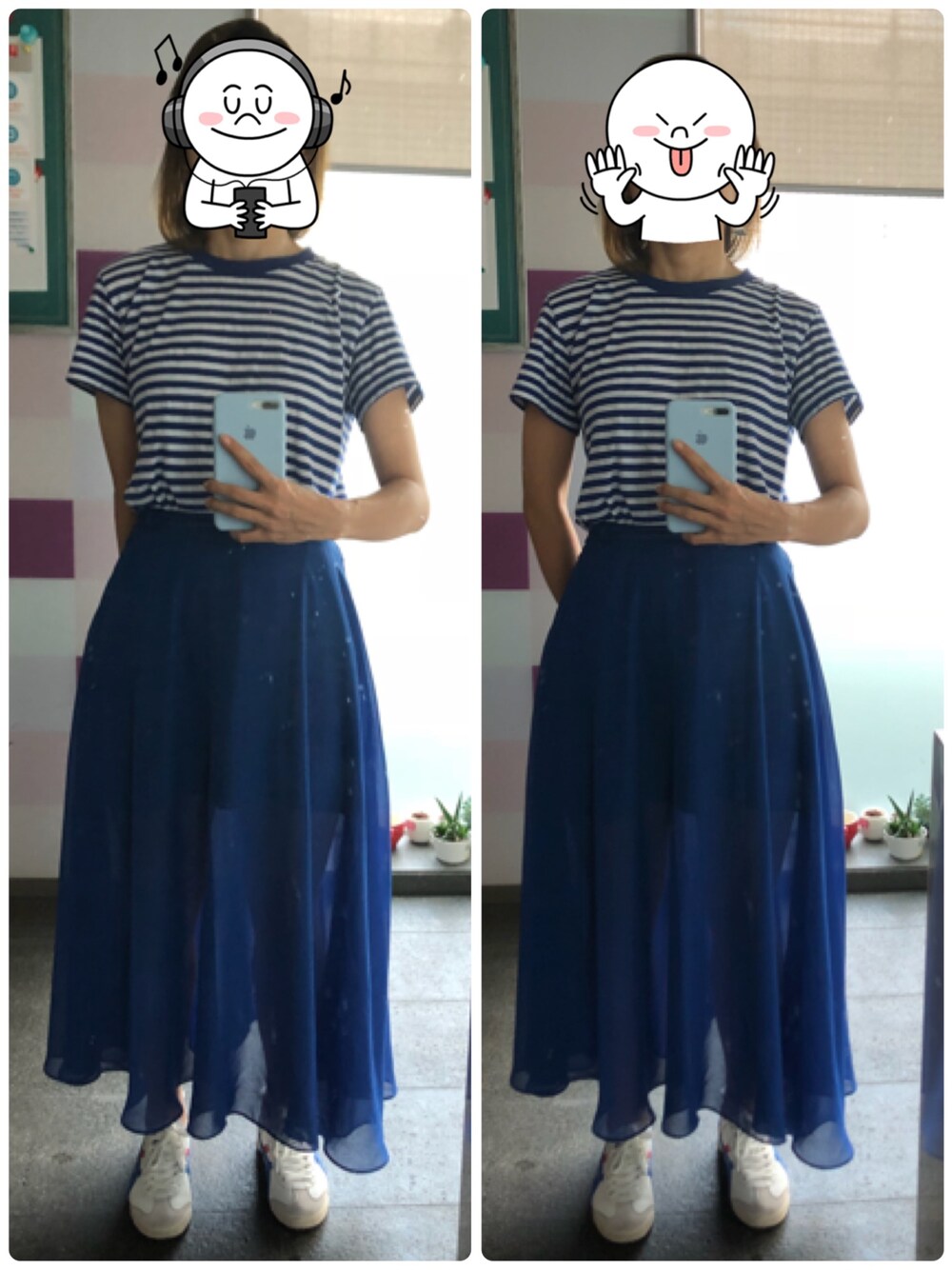 「OLD NAVYのアイテム（Tシャツ/カットソー、ブルー系）」を使った、桃猪🍑さん（レディース・166cm）の秋コーディネートの1枚目の写真