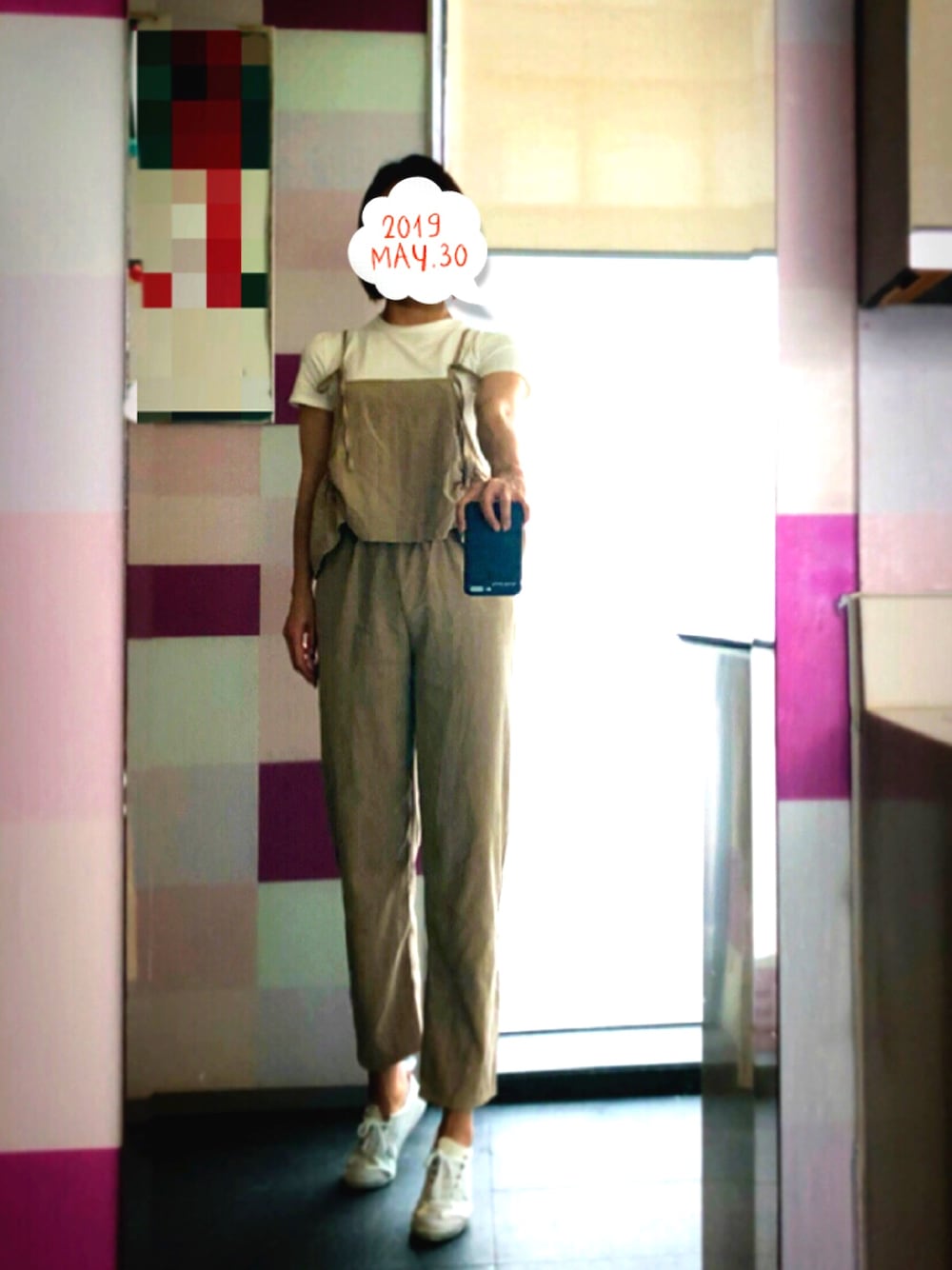 「summer、office style」｜「Onitsuka Tigerのアイテム（スニーカー、ホワイト系）」を使った、桃猪🍑さん（レディース・165cm）の春コーディネートの1枚目の写真