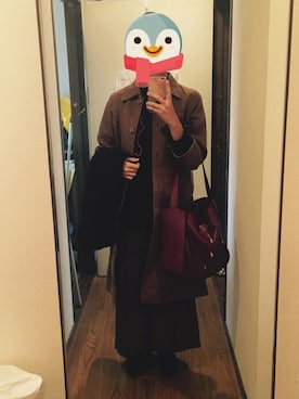 「used(onward)のアイテム（Other outerwear、ブラウン系）」を使った、NO NAMEさん（レディース）の冬コーディネート
