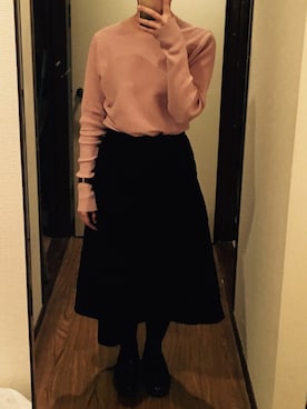 「UNITED ARROWS（ユナイテッドアローズ）のUBCB リブ コンパクト ドルマンニット（Knitwear、ピンク系）」を使った、NO NAMEさん（レディース）の秋コーディネート
