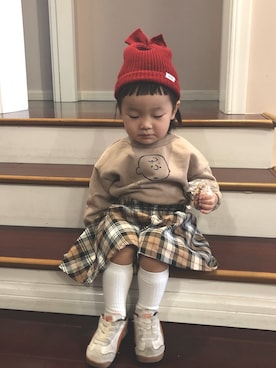 「PUMA × tinycottons （プーマ x タイニーコットン）のアイテム」を使った、Rachel.Xさん（キッズ・90cm）の秋コーディネート