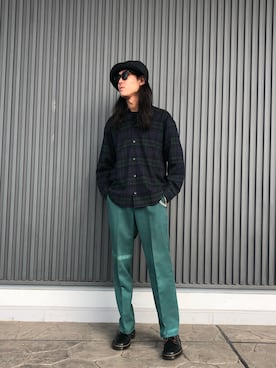「ブラックウォッチ」｜「アイテム（ブーツ）」を使った、kenichi iwasakiさん（メンズ・181cm）の秋コーディネート