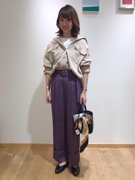 「green label relaxing（グリーンレーベルリラクシング）のアイテム（財布/小物）」を使った、西村（nishimura）さん（レディース・163cm）の夏コーディネート
