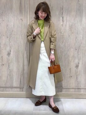 「green label relaxing（グリーンレーベルリラクシング）のアイテム（トレンチコート）」を使った、西村（nishimura）さん（レディース・163cm）の春コーディネート