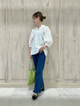 「☆柄シャツ」｜西村（nishimura）さん（レディース・163cm）の夏コーディネート