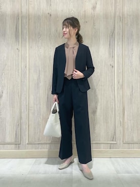 「アイテム（ノーカラージャケット）」を使った、西村（nishimura）さん（レディース・163cm）の秋コーディネート