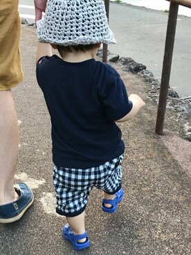 「パパと息子」｜「アイテム（帽子）」を使った、pyogoさん（キッズ・80cm）の夏コーディネート