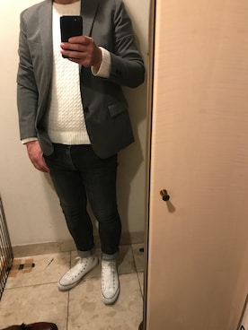 「CONVERSE（コンバース）のALL STAR HI（スニーカー）」を使った、ニャンコパパさん（メンズ・171cm）の冬コーディネート