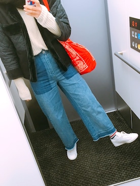 「TODAY'S SPECIAL（トゥデイズスペシャル）のアイテム（ジャケット/アウター）」を使った、ちぇるさん（レディース・160cm）の冬コーディネート