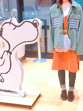 「GAP（ギャップ）のアイテム（ノーカラージャケット）」を使った、ちぇるさん（レディース・160cm）の秋コーディネート