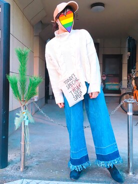 「TODAY'S SPECIAL（トゥデイズスペシャル）のアイテム（ショルダーバッグ）」を使った、ちぇるさん（レディース・160cm）の冬コーディネート