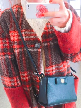 「red」｜「アイテム（チェスターコート）」を使った、ちぇるさん（レディース・160cm）の冬コーディネート